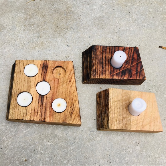 Rustic Contemporary Wood Candle Holders set of 3 - Picture 8 of 9